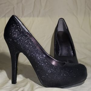 Bamboo Black Sparkle Heels